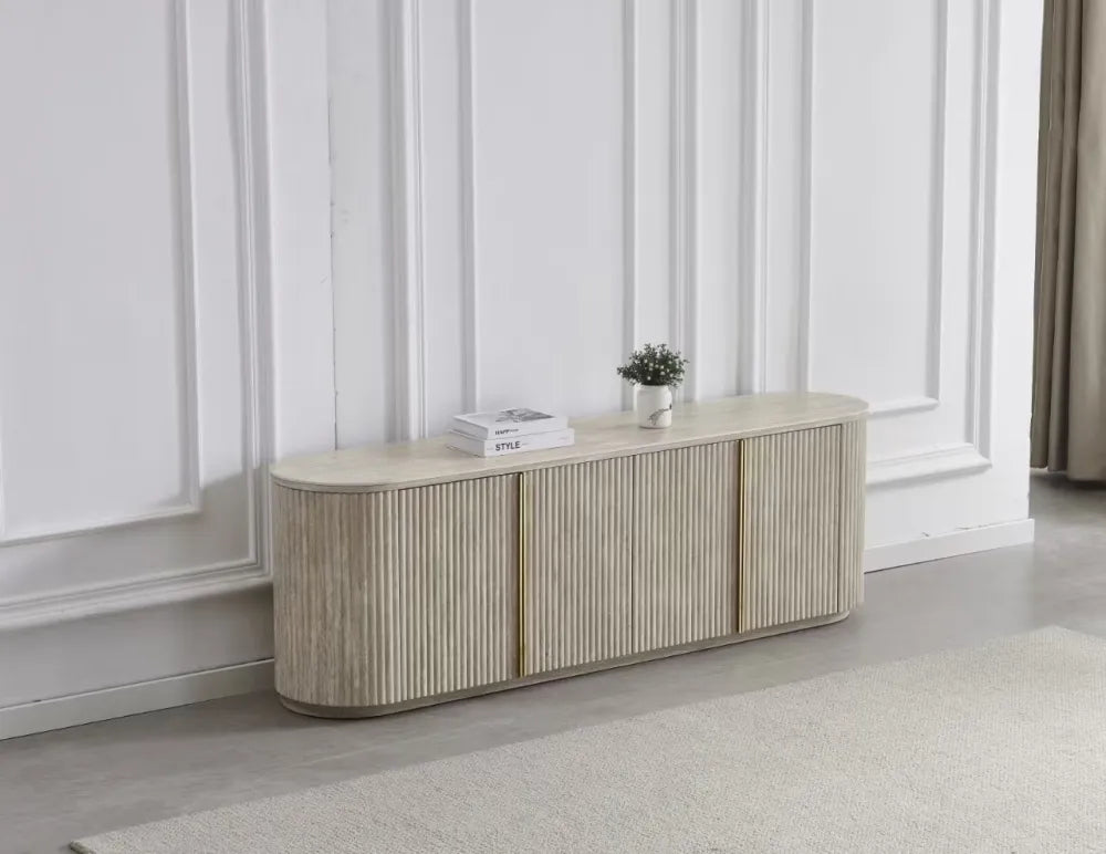 Meuble TV Calypso céramique travertin 180cm