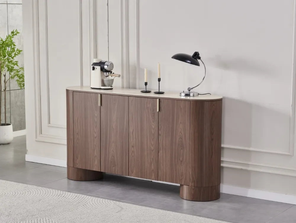 Buffet Iconic céramique noyer travertin 180cm