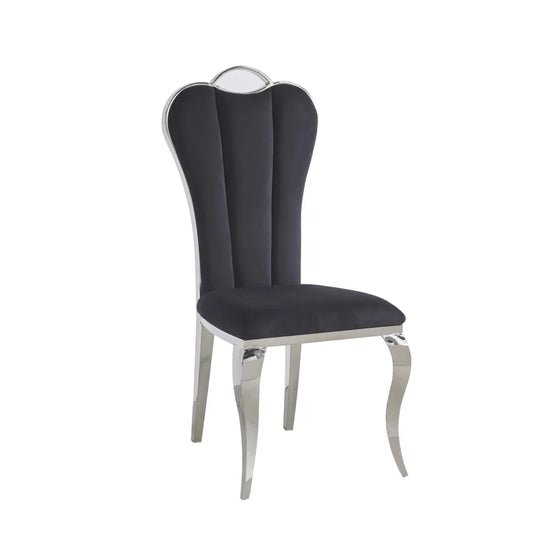 Chaise Alice velours noir pied chrome