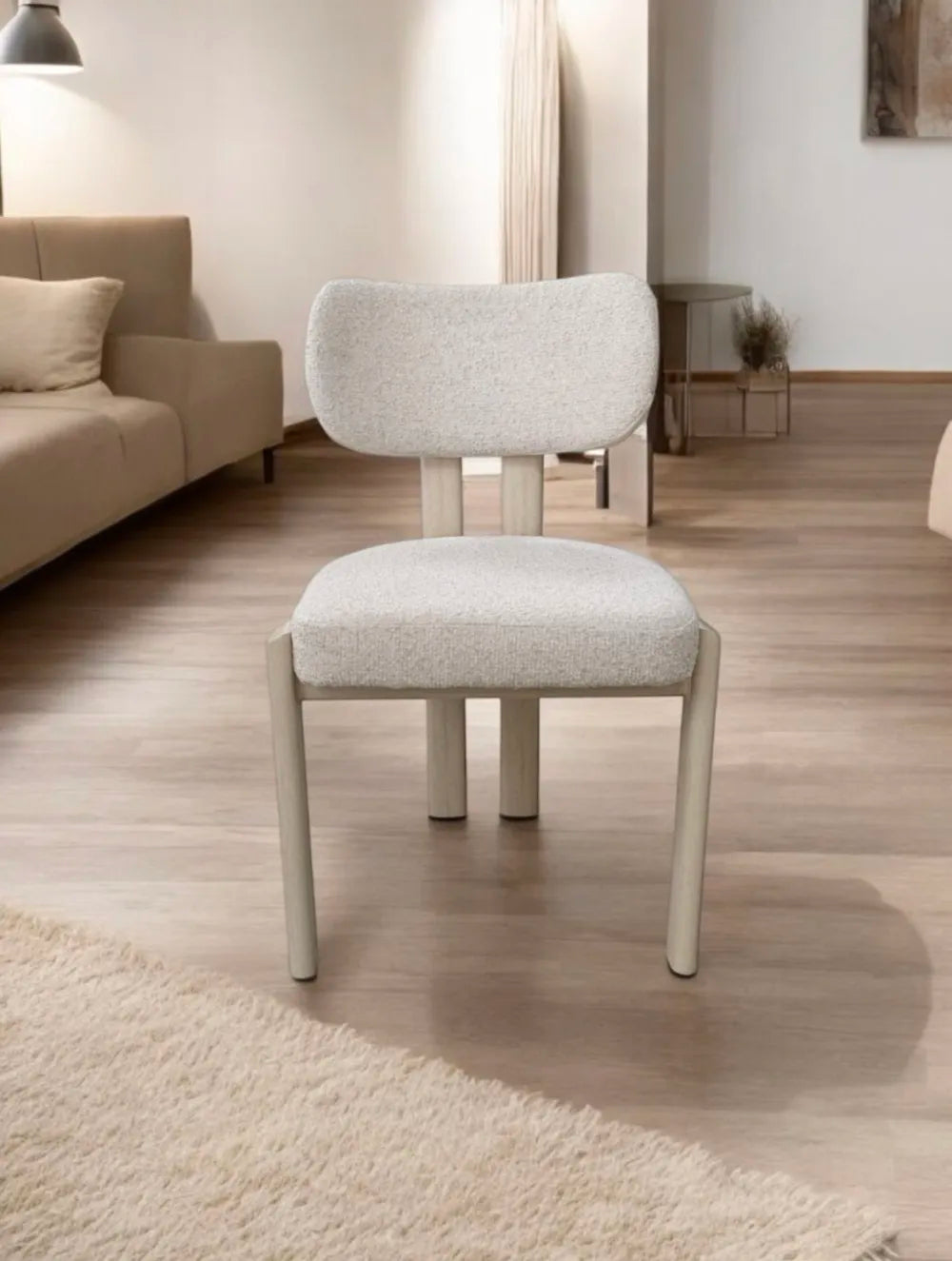 Chaise Hera tissu chenille pied noyer