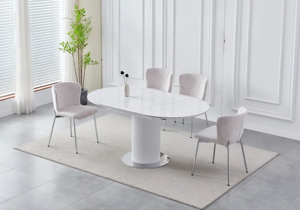 Table à manger à rallonge Sofia pied chrome 125-165cm