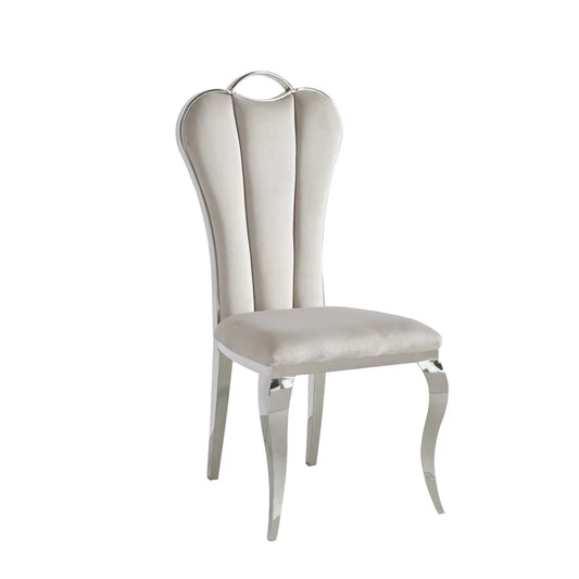 Chaise Alice velours taupe pied chrome