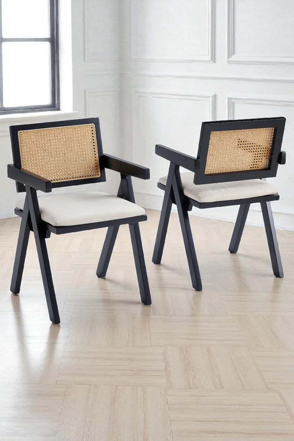 Chaise Rotina bois d'hévéa pied noir