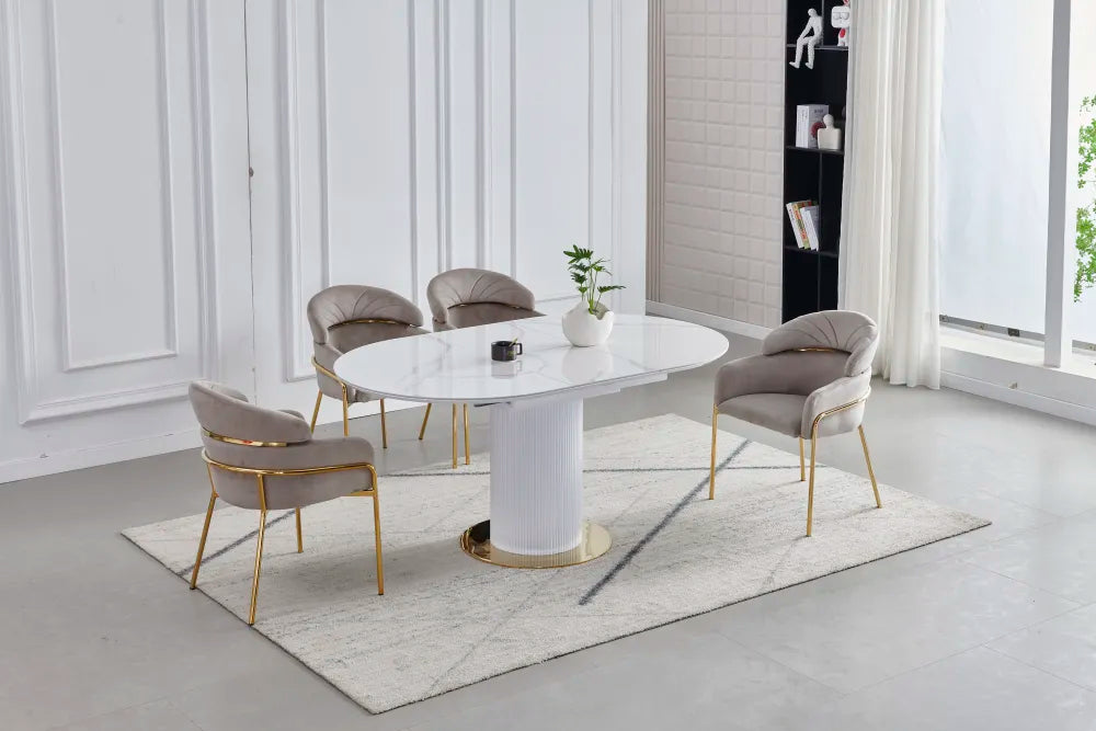 Table à manger à rallonge Sofia pied chrome 125-165cm