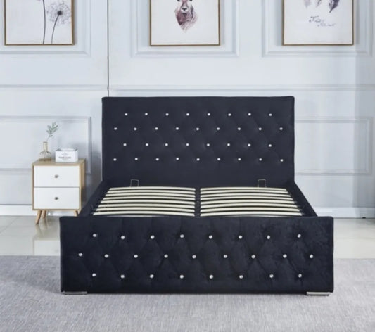 Lit Prestige velours 140x190 noir