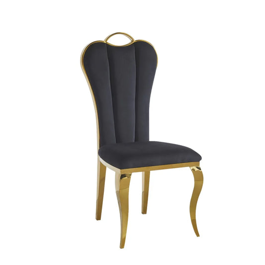 Chaise Alice velours noir pied doré