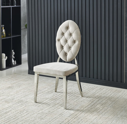 Ova taupe chair with silver legs