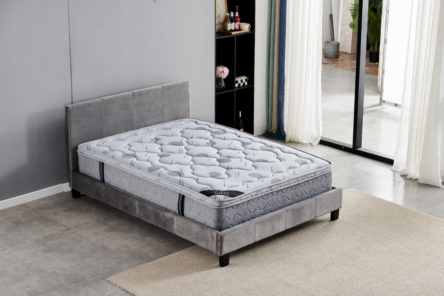 Lit Simply velours 90x190 gris