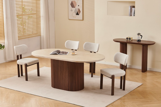 Table à manger Porta céramique travertin noyer