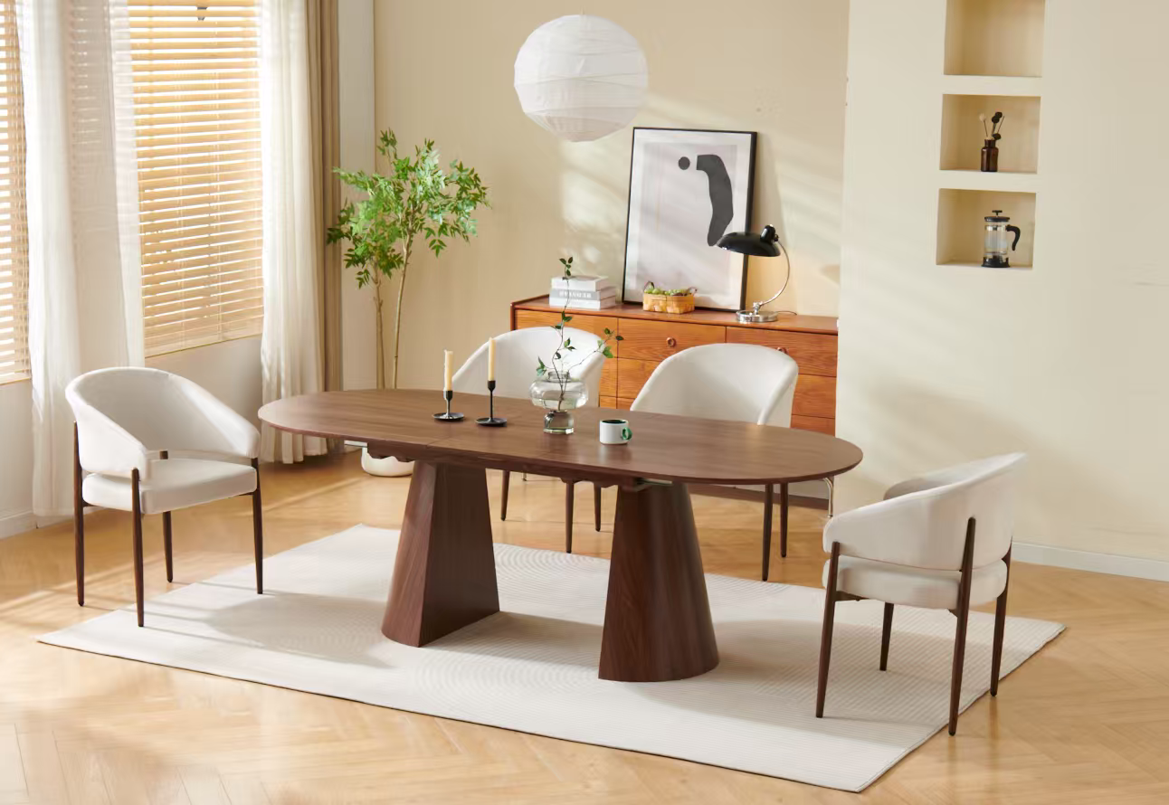 Table à manger à rallonge Anastasia MDF noyer