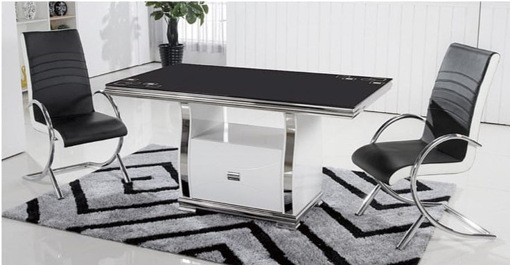 Table à manger Sarah rectangulaire argent marbre beige 1m50