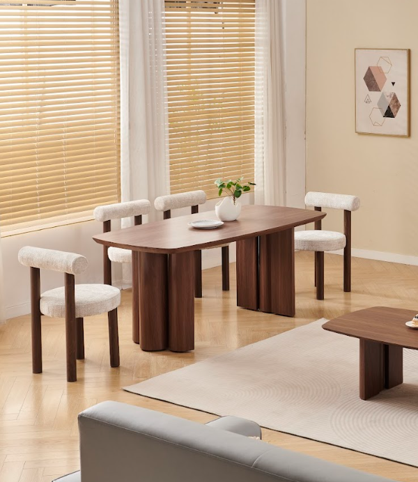 Table à manger Trinity céramique hêtre marbre beige 180cm