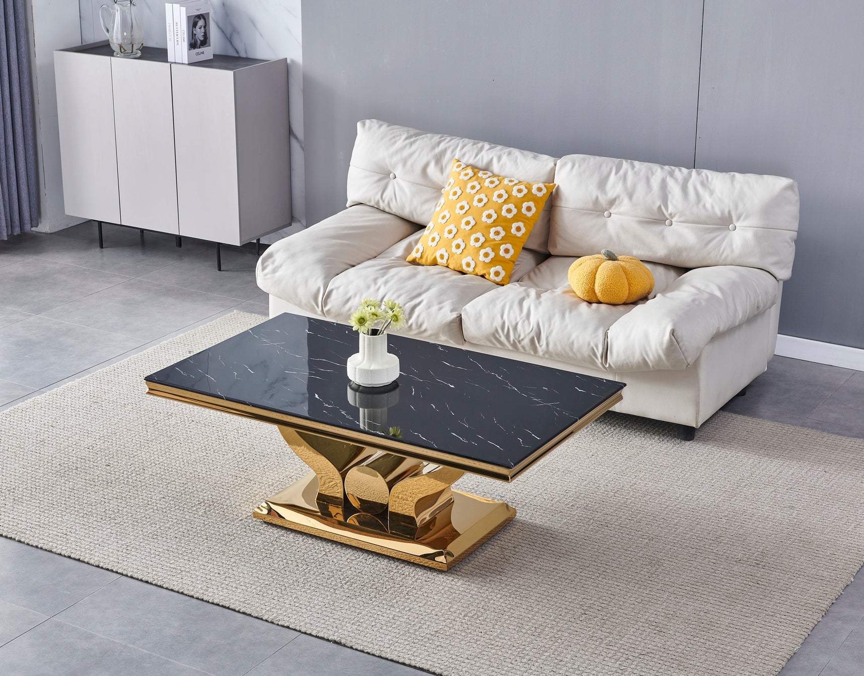 Table Basse Trophée rectangulaire marbre noir pieds doré 1m20 – GDM ...