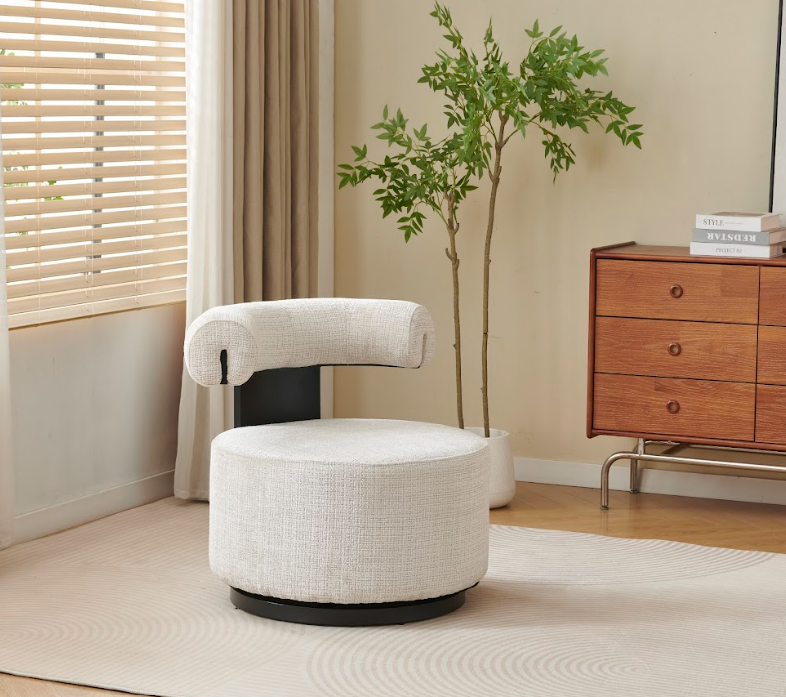 Fauteuil pivotant Esra Crémona piétement noir